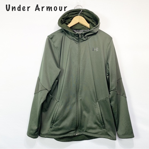 Under Armour Other - Under Armour-Army Green Hooded Track Jacket L
